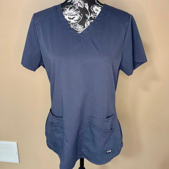 Gray Grey's Anatomy Spandex Stretch Scrub Top - Picture 1 of 4